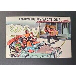 Vintage 1958 Postcard ENJOYING MY VACATION unused Ephemera
